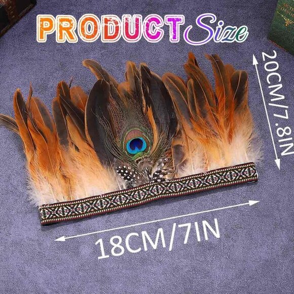Feather Headdress Indian Headband Peacock Native American Costume Accessory